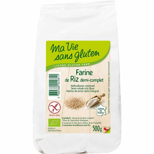MA VIE SANS GLUTEN -- Farine de riz demi-complet 500g